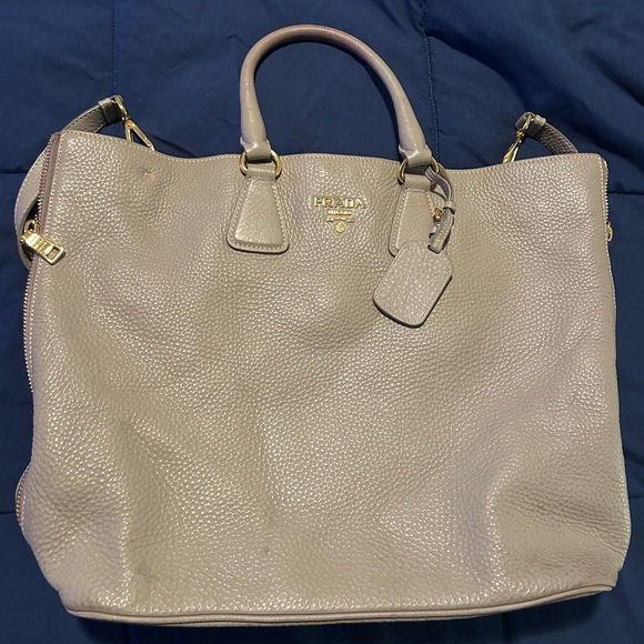 Prada Handbags - Prada • Taupe Leather Tote Bag • Large